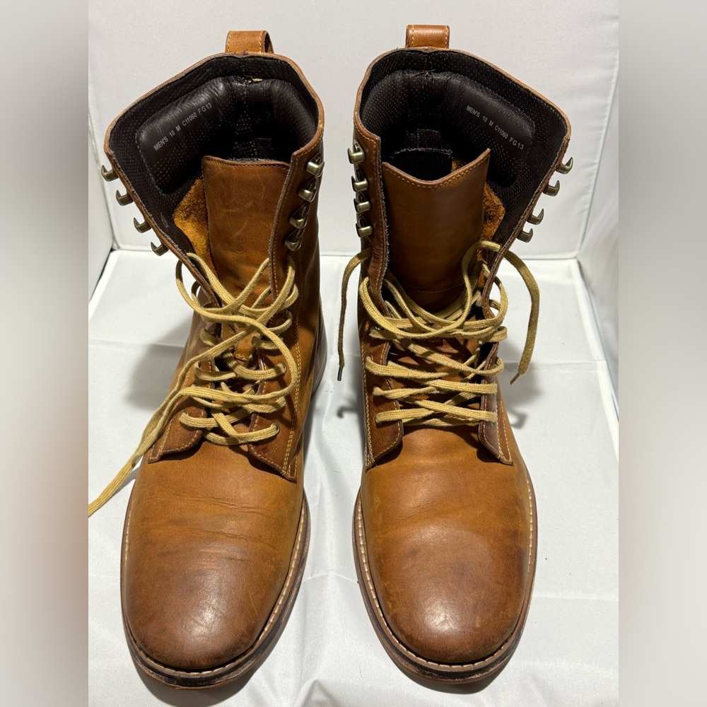 Cole Haan Tan Leather Lace-Up Boots